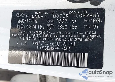2016 Hyundai Accent Se из США, поврежденный, VIN KMHCT4AE6GU122141